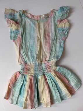 LoveShackFancy Rainbow Stripe Smocked Dress